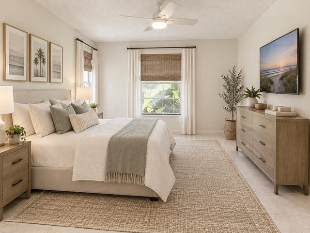 staged primary bedroom