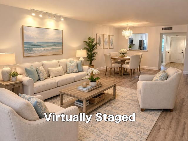 Virtually Staged Living Room Dining Room