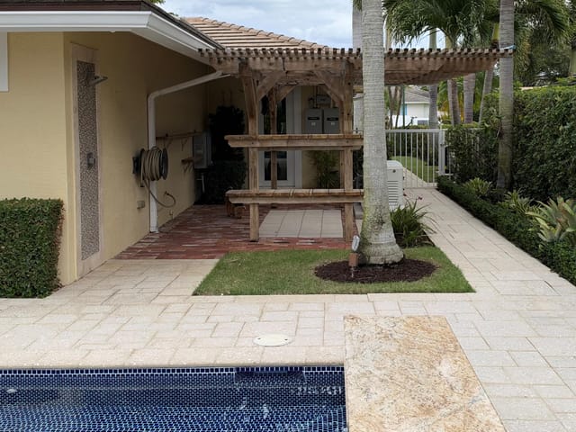 Outside shower and Orchid garden